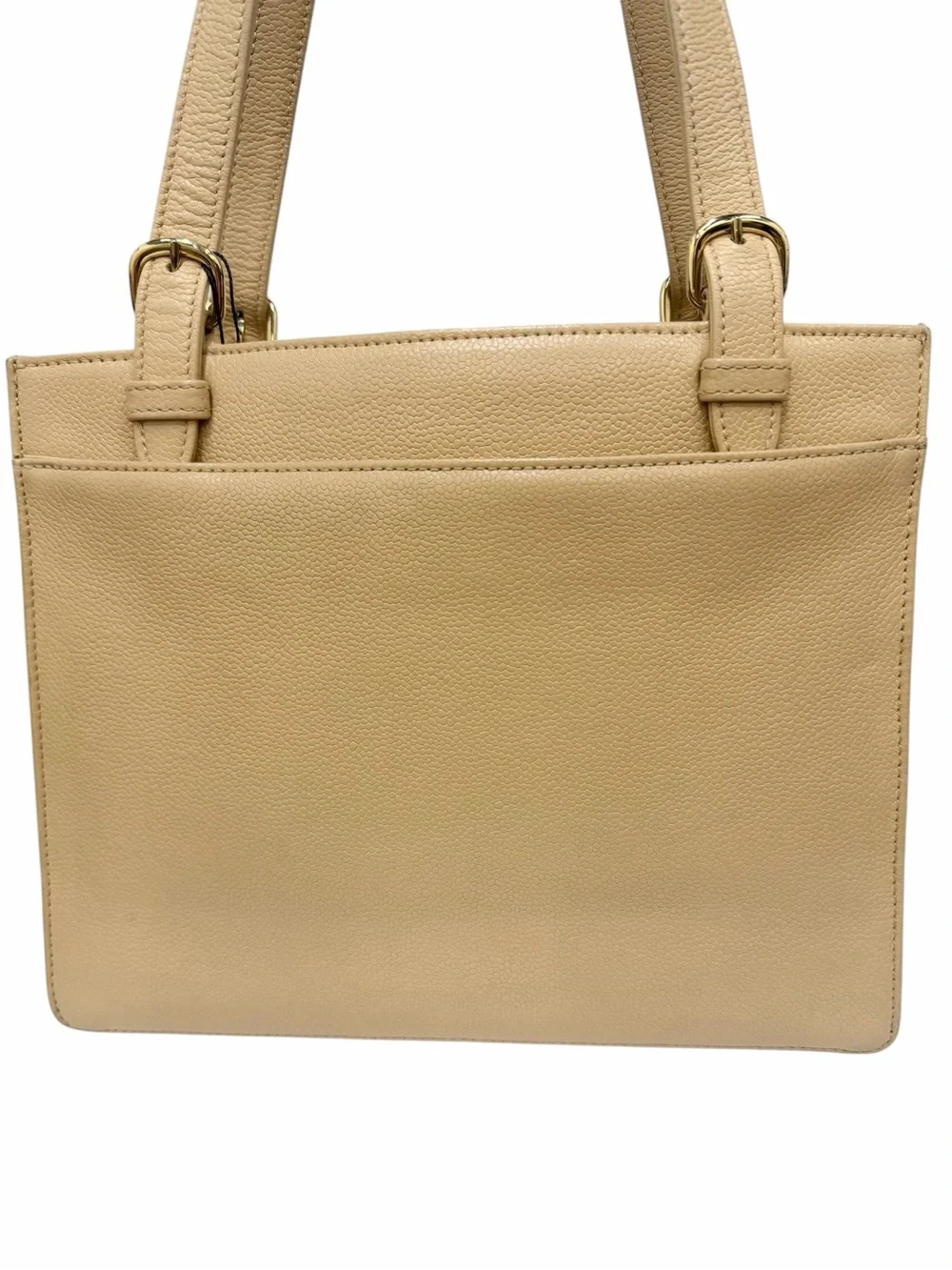 Authentic CHANEL Vintage Beige Caviar Turn-Lock Tote Beige Caviar Leather